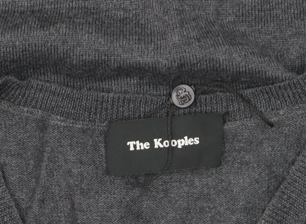 The Kooples Men's Grey Wool V-Neck Jumper Size M Classic Knit
