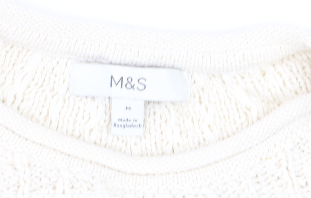 Marks & Spencer Women’s Ivory Cotton Blend Cable Knit Jumper M