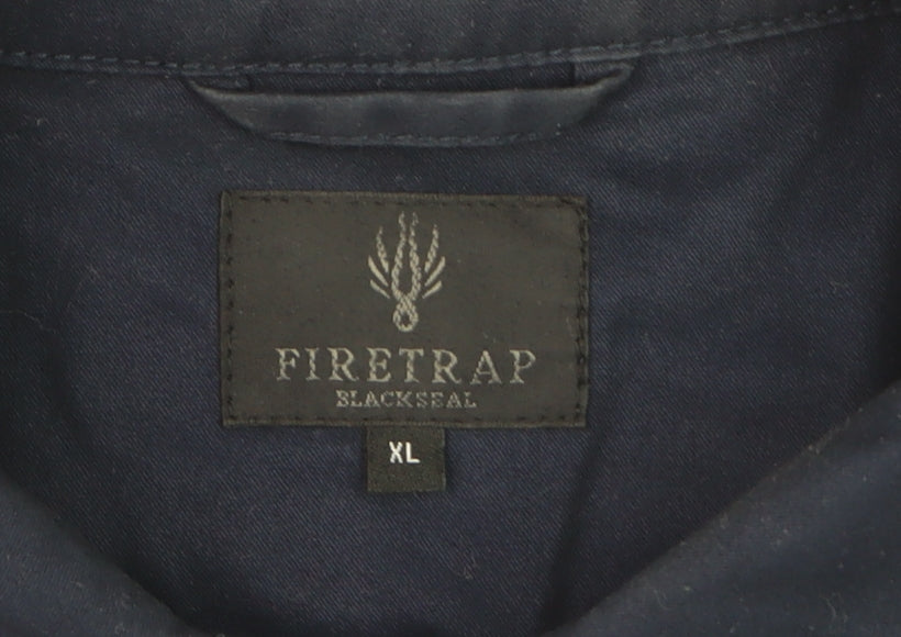 Firetrap Men's Blue Quilted Button-Up Shirt Jacket XL