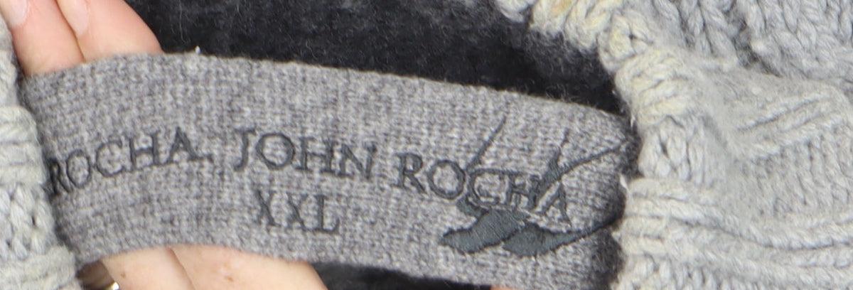 John Rocha at Debenhams Mens Grey 2XL Cable-Knit Henley Jumper