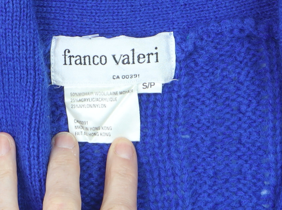 Franco Valeri Womens Blue Mohair Cable Knit Cardigan Size S