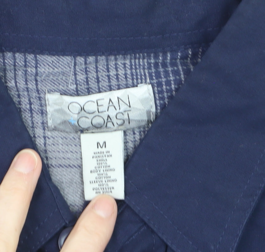 Ocean Coast Men's Blue Cotton Button-Up Long Sleeve Shirt Size M