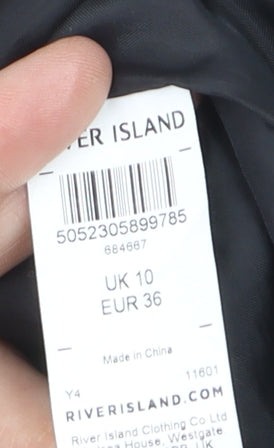 River Island Women's Black Bomber Jacket Size 10 Zip Casual Lined