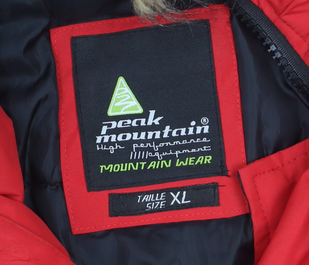 Peak Mountain Mens Red XL Waterproof Hooded Parka Jacket