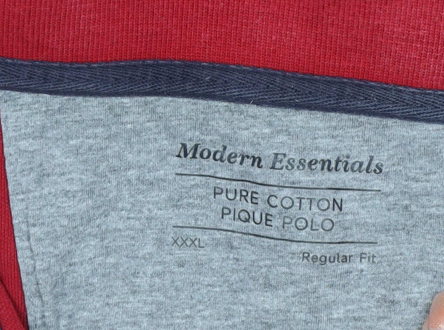 Modern Essentials Men's Red Pure Cotton Piqué Polo Shirt XXXL Regular Fit