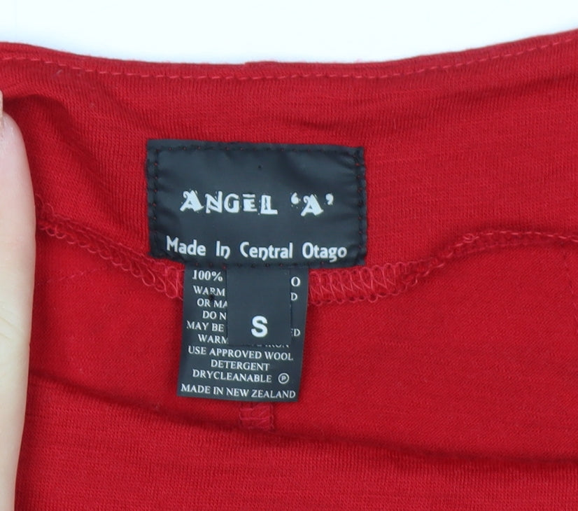 Angel A Women's Red Merino Wool Sleeveless Boat Neck T-Shirt Size S