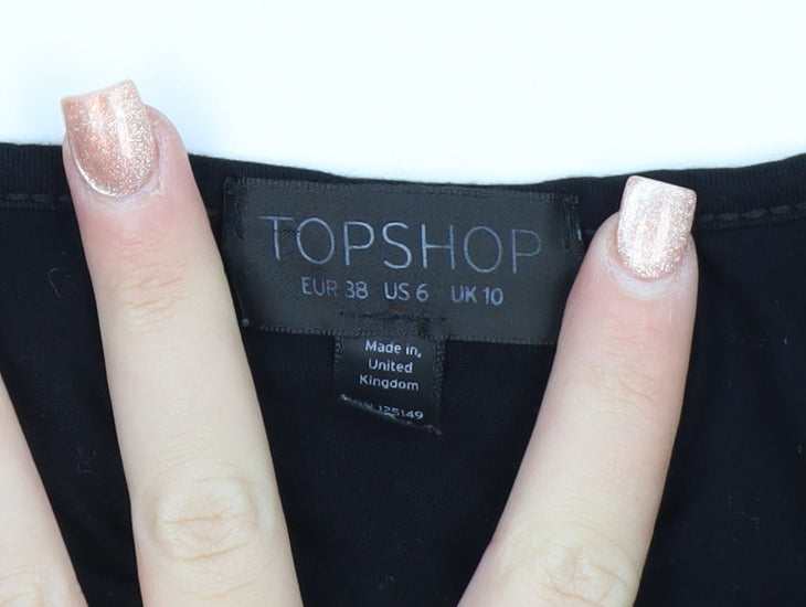 Topshop Women Black Size 10 Bodycon Long Sleeve Midi Dress