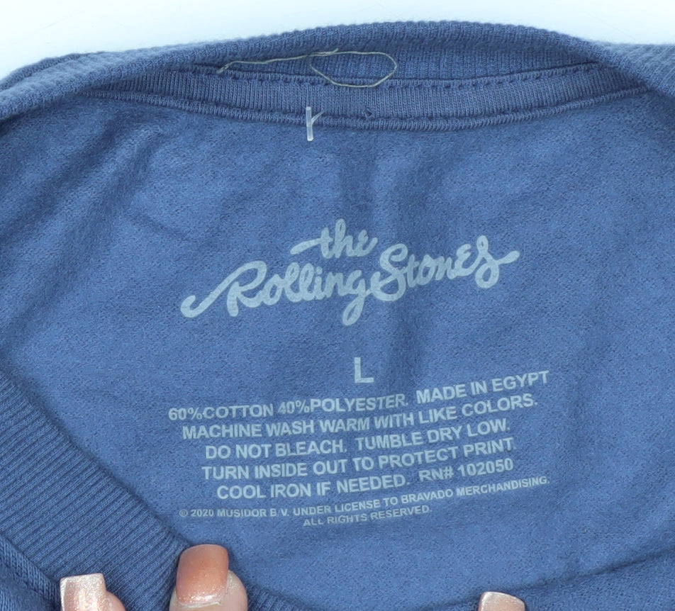 The Rolling Stones Blue Women's Large Pullover Sweatshirt Graphic Cotton Blend