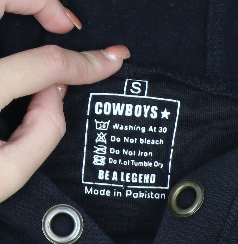 Cowboys Womens Black Cropped Pullover Hoodie S Casual Hooded Sweatshirt