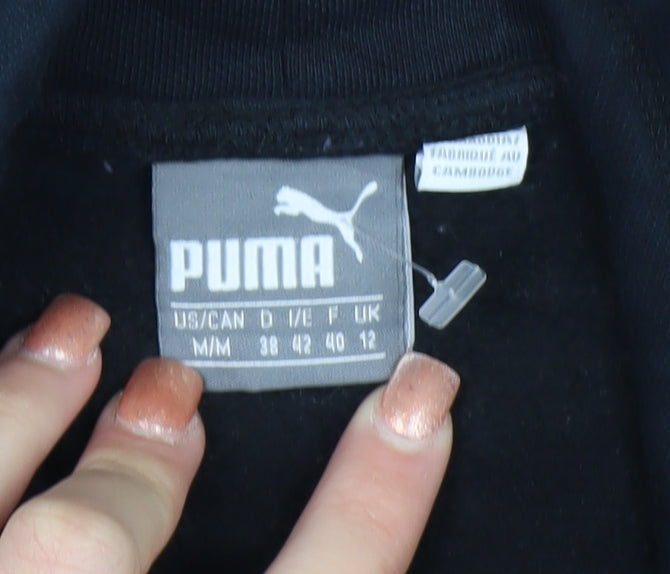 Puma Womens Black Size 12 Pullover Sweatshirt with Logo Print