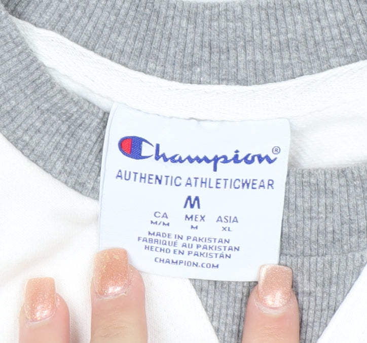 Champion Mens Grey White UAlbany Logo Sweatshirt M Pullover