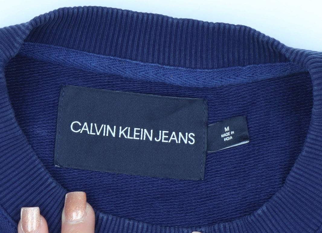 Calvin Klein Jeans Men's Blue Logo Pullover Sweatshirt Size M