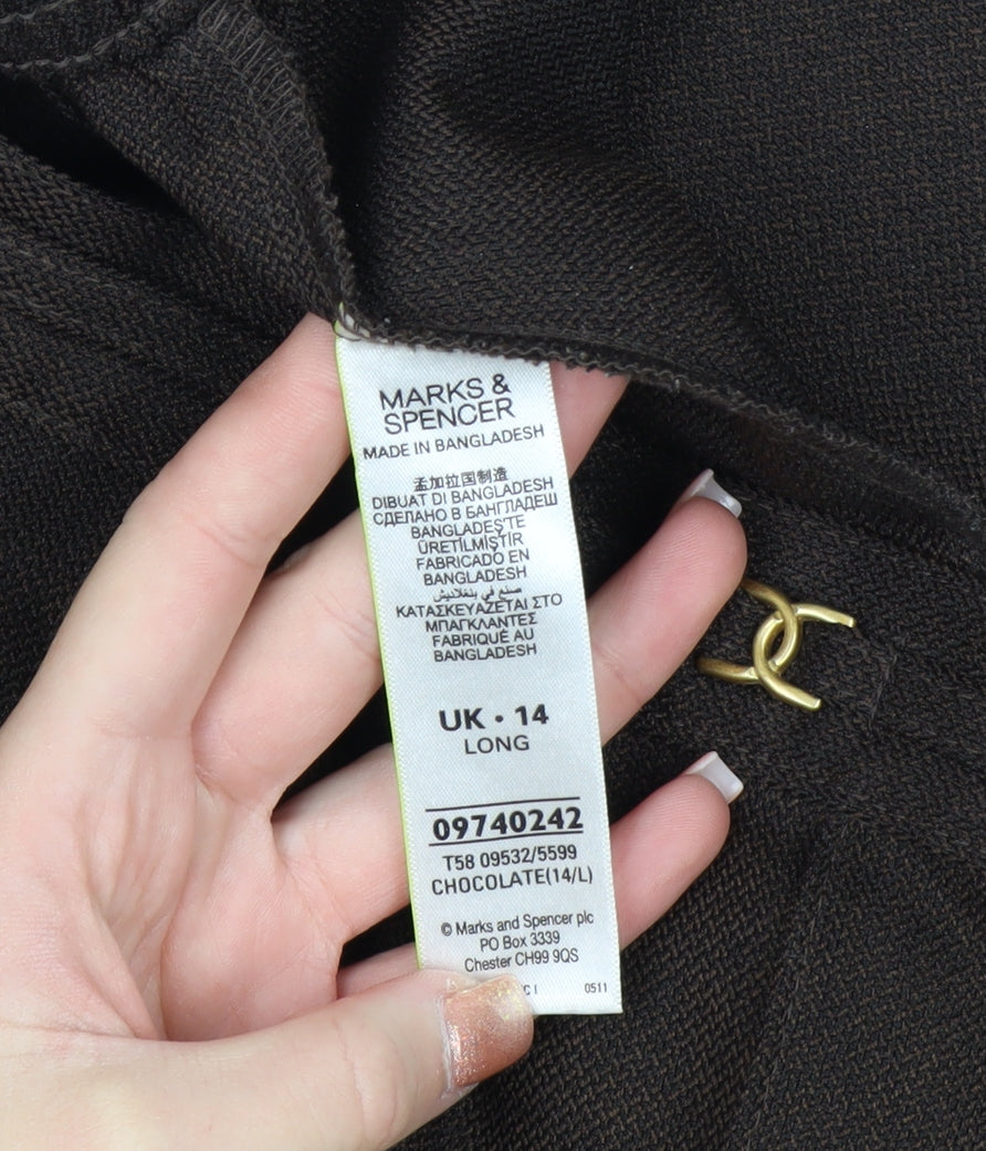 Marks & Spencer Women Brown Size 14 Long Straight Trousers