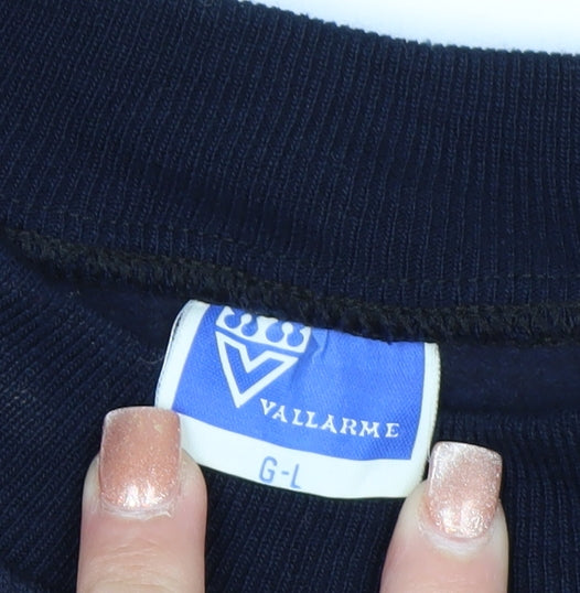 Vallarme Men's Blue Costa Del Sol Embroidered Cotton Sweatshirt L