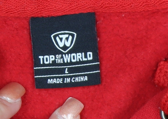 Top of the World Men's Red Pullover Hoodie L College Sports