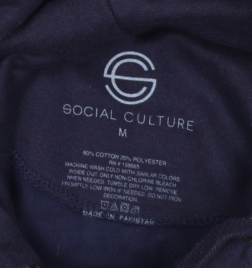 Social Culture Men's Blue Pullover Hoodie M Los Angeles Design