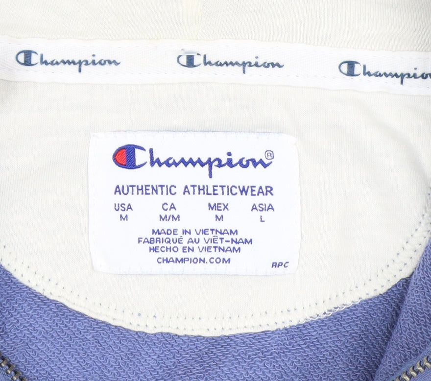 Champion Women's Blue Full Zip Hoodie Size M Cotton Blend
