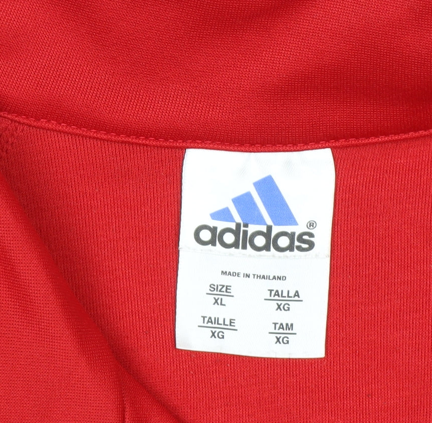 Adidas Men's Red Black Full Zip Soccer Sweatshirt XL Polyester