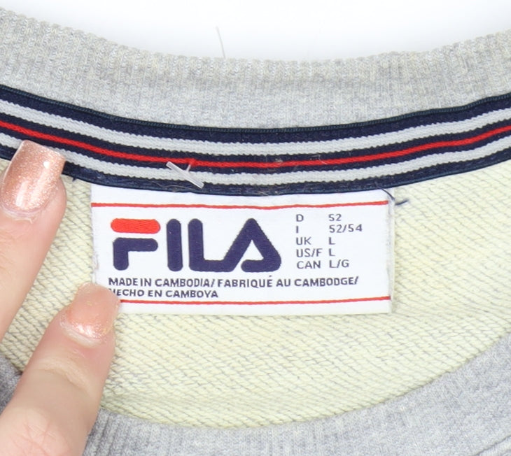 Fila Men's Grey Crew Neck Sweatshirt L Regular Fit Sports Style