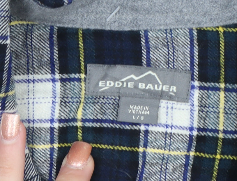 Eddie Bauer Men's Blue Long Sleeve Check Flannel Shirt Size L