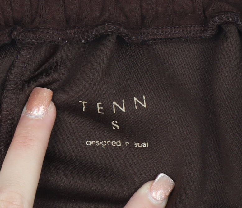 TENN Women’s Brown Jogger Trousers Size S Rayon Blend Embroidered Pockets