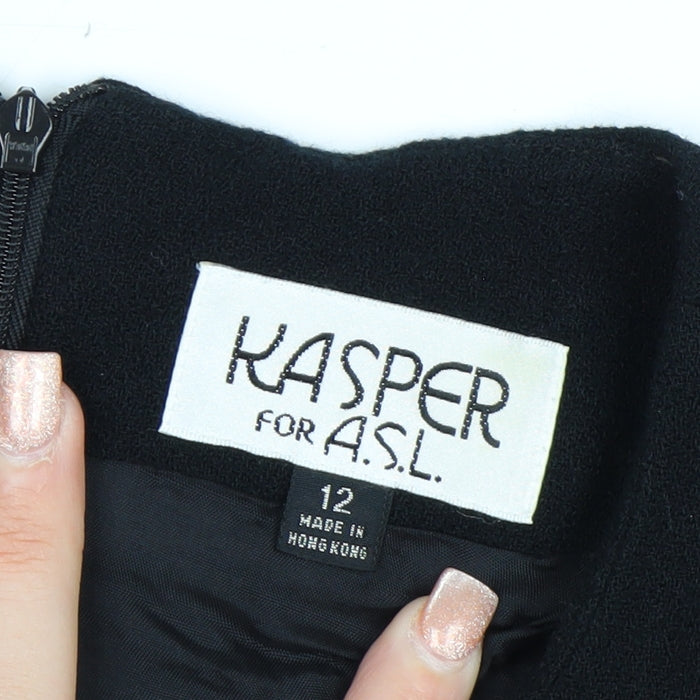Kasper Women Black Size 12 Sheath Knee Length Dress