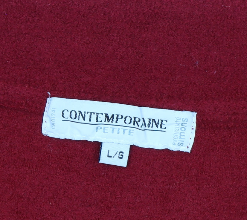 Contemporaine Women's Red Wool Petite L Blazer Jacket