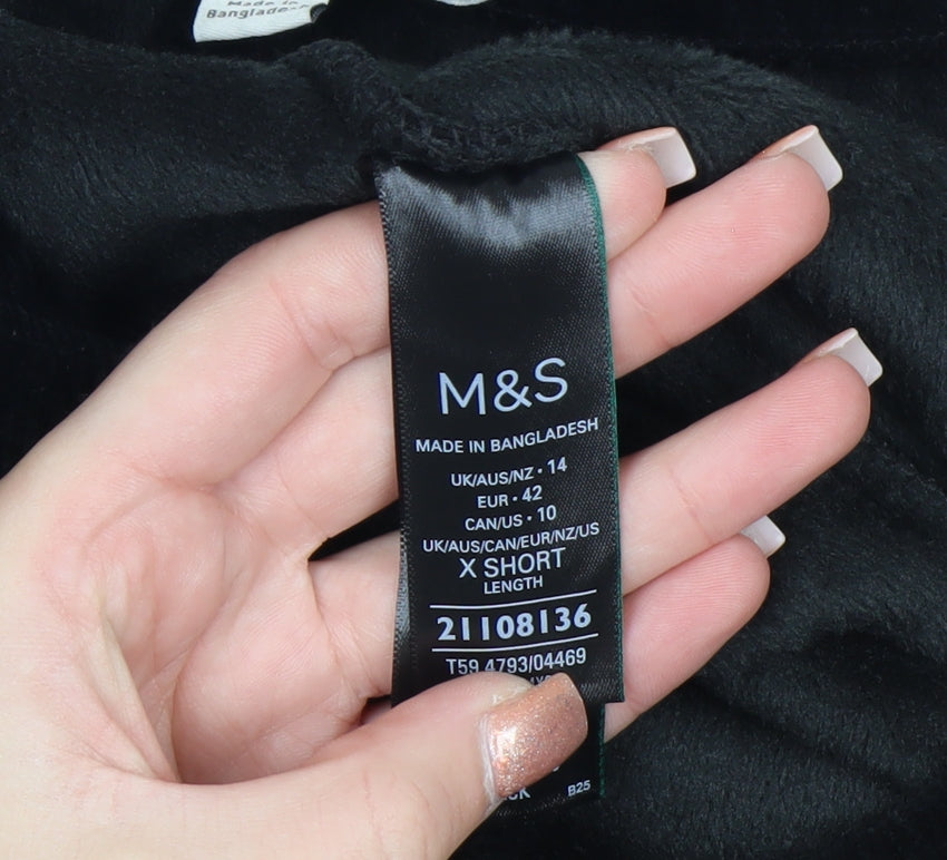 Marks & Spencer Womens Black Velour Trousers Size 14 X Short