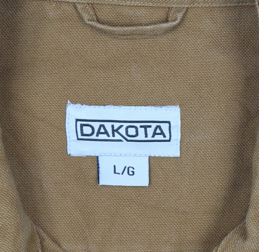 Dakota Men's Brown Cotton Workwear Shirt L Long Sleeve Button-Up