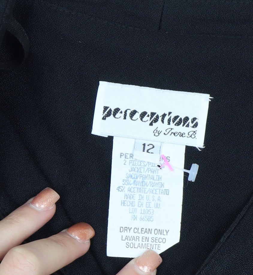 Perceptions by Irene B. Women's Black Blazer Size 12 Buttoned Waist Detail