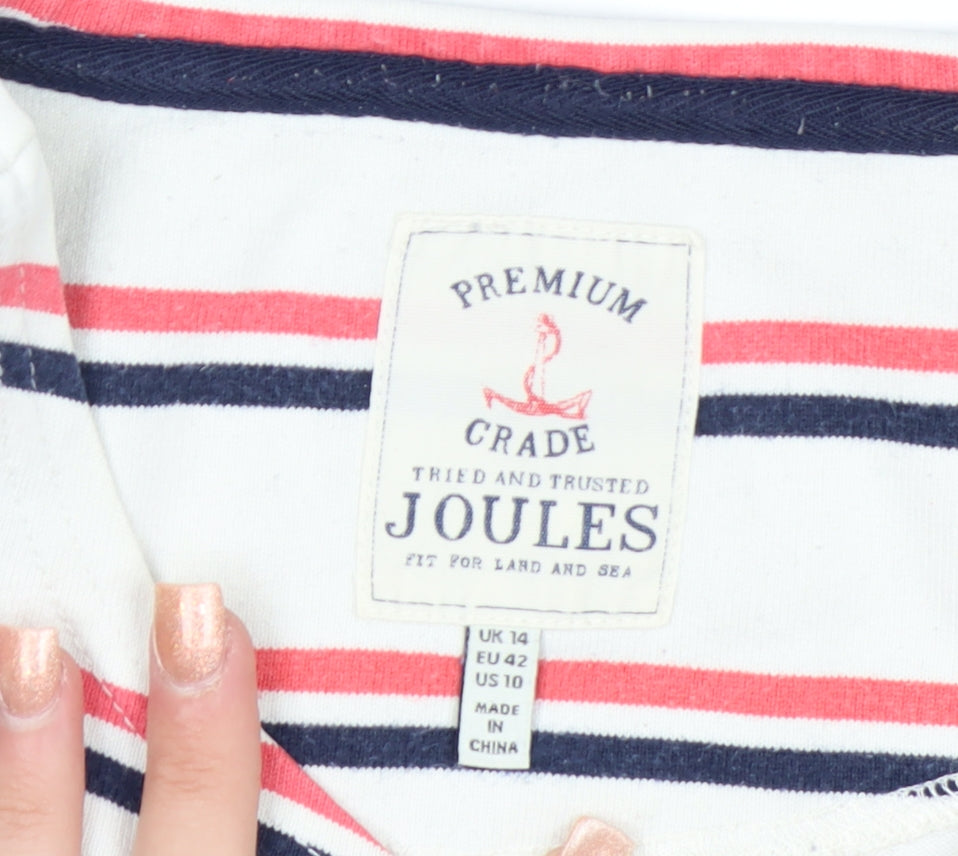 Joules Womens Multicoloured Striped Long Sleeve Cotton T-Shirt Size 14