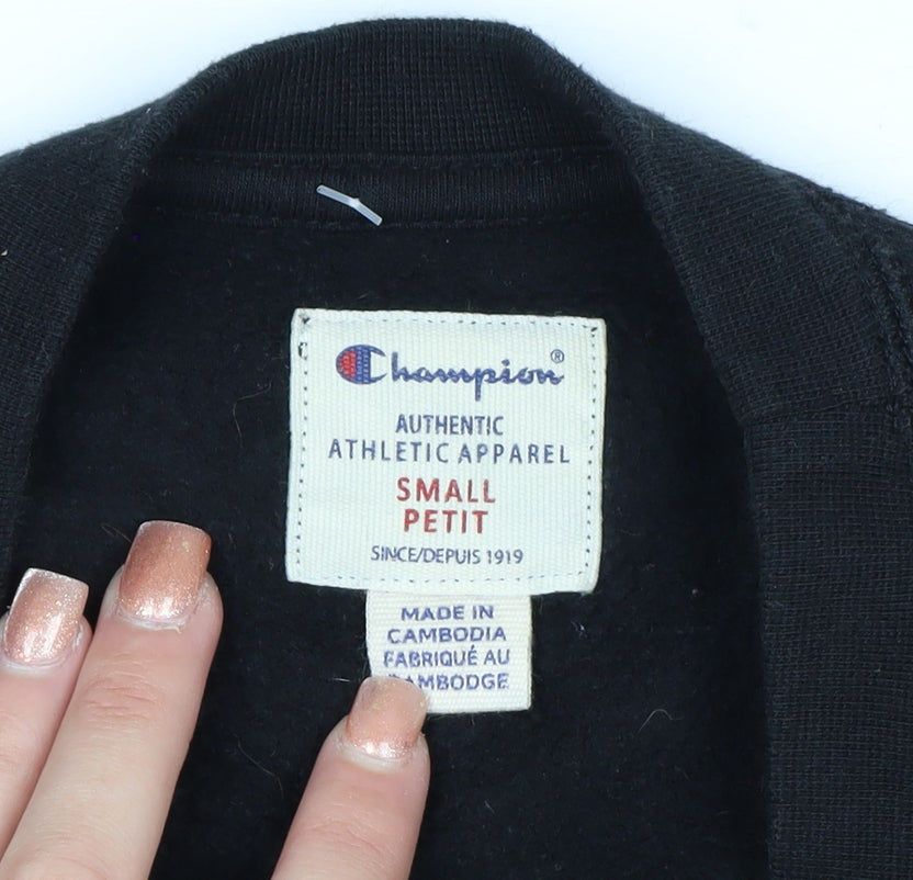 Champion Women's Black Small Pullover Sweatshirt Logo Cotton Blend