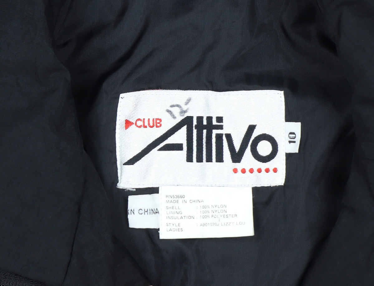 Club Attivo Womens Black Size 10 Retro Ski Suit Winter Belted Full Zip