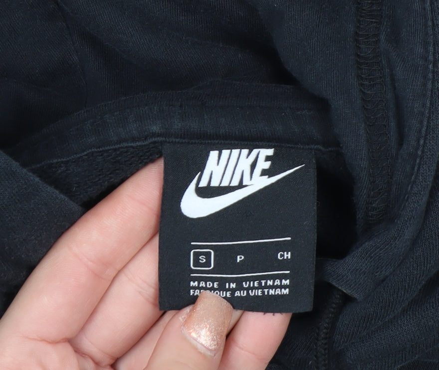 Nike Women Black Small Cropped Pullover Hoodie Sweatshirt