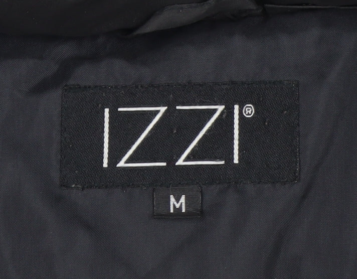 IZZI Womens Black Puffer Jacket M Mid-Length Down Winter Coat