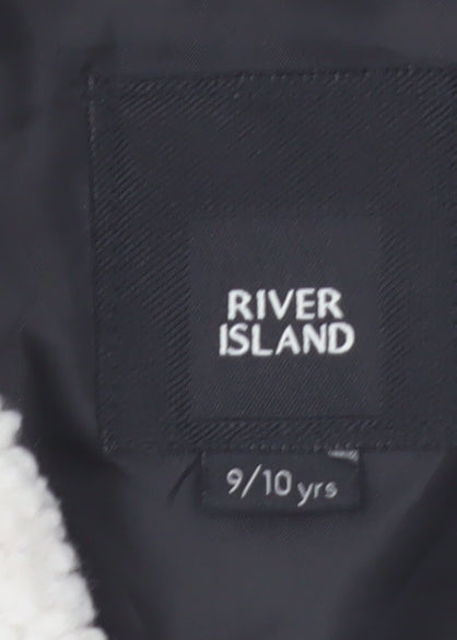River Island Boys Black Check Sherpa Shirt Jacket 9-10 Years
