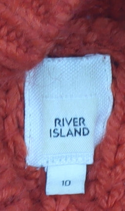 River Island Women’s Orange Cable Knit High Neck Jumper Size 10