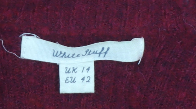 White Stuff Women Red Long Sleeve Open Knit Cardigan UK 14