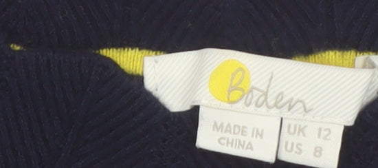 Boden Women Blue Cotton Wool Crew Neck Long Sleeve Jumper Size 12