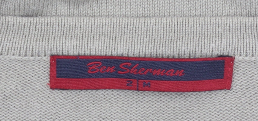 Ben Sherman Men's Beige Cotton V-Neck Pullover Jumper M