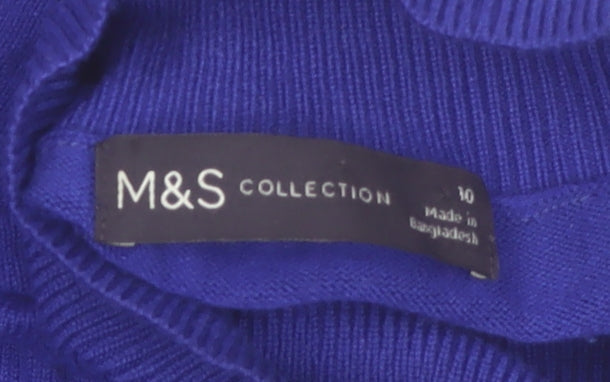 Marks & Spencer Women Blue Mock Neck Long Sleeve Jumper Size 10