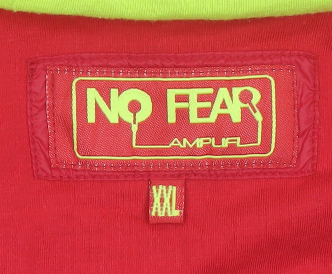 No Fear Mens Red Windbreaker Hooded Jacket 2XL Casual Outdoor
