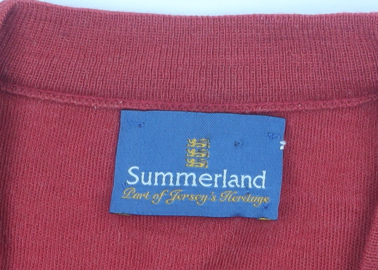 Summerland Men Red Wool Blend V-Neck Pullover Jumper M