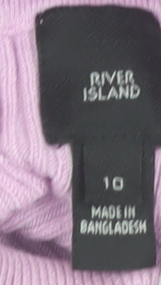 River Island Women’s Pink Mock Neck Slim Fit Jumper Size 10