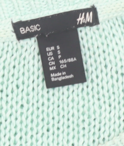 H&M Women’s Green Acrylic Knit Scoop Neck Pullover Jumper Size 8