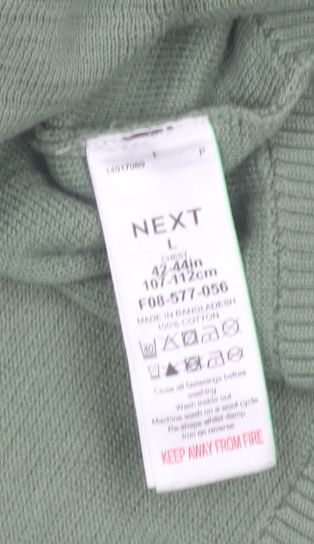 Next Men’s Green Cotton Half Zip High Neck Jumper Size L
