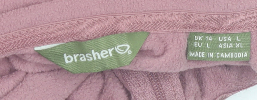 Brasher Women's Pink 1/2 Zip Fleece Pullover Sweatshirt UK 14