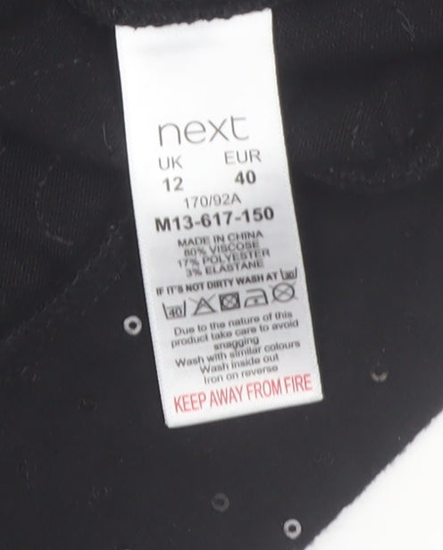 Next Womens Black Rhinestone Pullover Jumper Size 12
