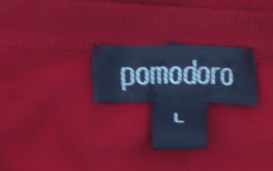 Pomodoro Womens Red Floral Embroidered Cardigan Size L