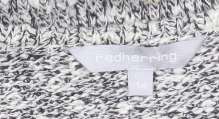Red Herring Women's Grey Chunky Knit Open Cardigan Size 14